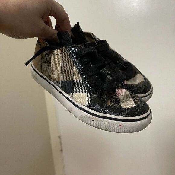 BURBERRY Kids canvas plaid brown lace up sneakers size US 11 EU 28 - Picture 9 of 9